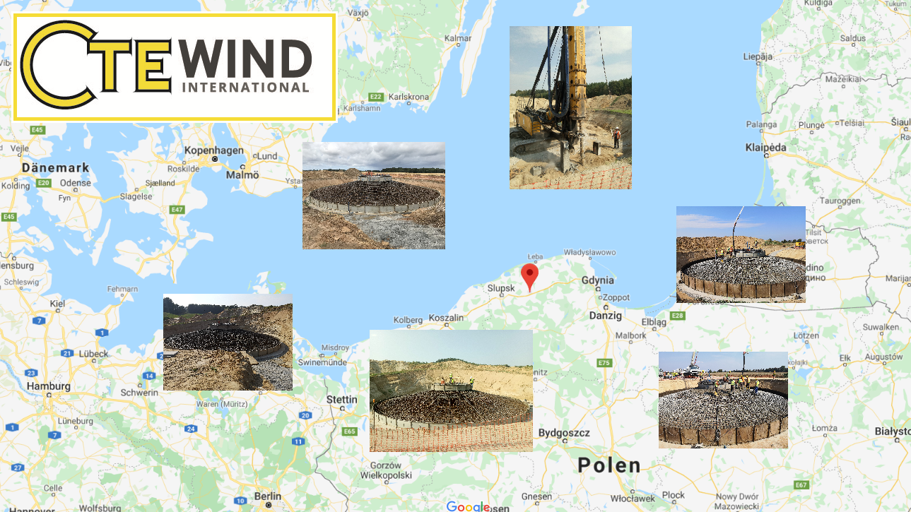 Map of wind turbine foundation in Poland